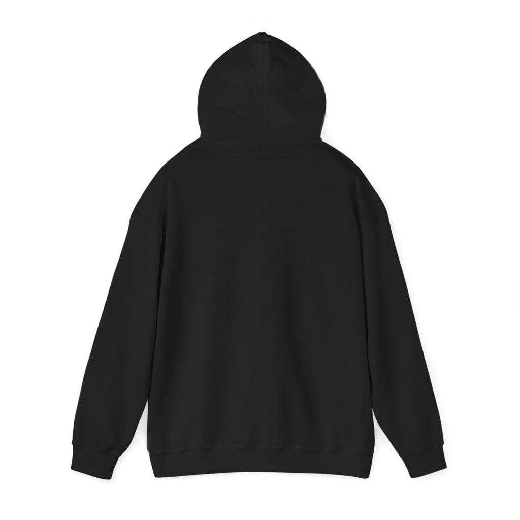 Black Mencity Fighter gym hoodie, back view with the hood laid flat