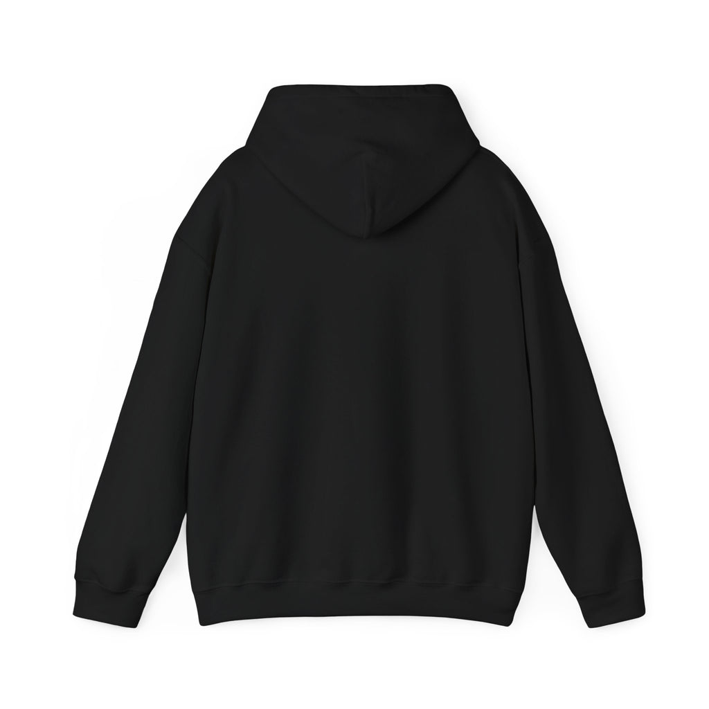 Black Mencity Fighter gym hoodie, back view, plain back with hood