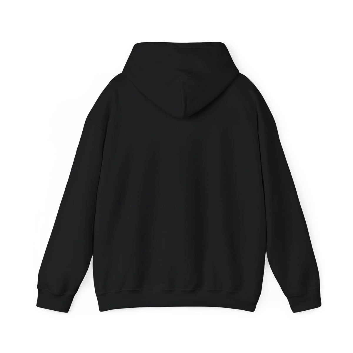 Black Mencity Fighter gym hoodie, back view, plain back with hood