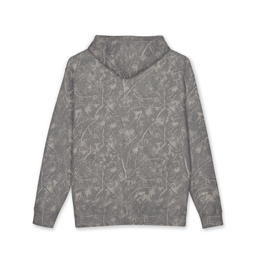Grey deadwood camo Mencity gym hoodie, back view, plain back with hood