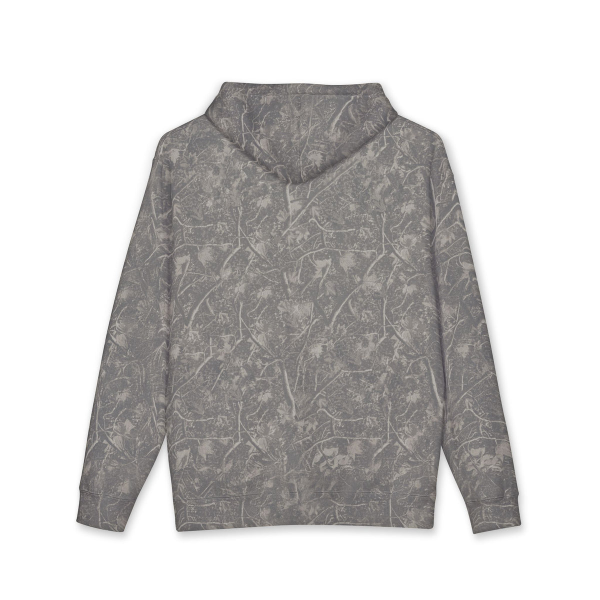 Grey deadwood camo Mencity gym hoodie, back view, plain back with hood