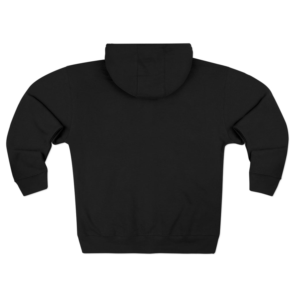 Black Mencity essential gym zip hoodie, back view, with hood