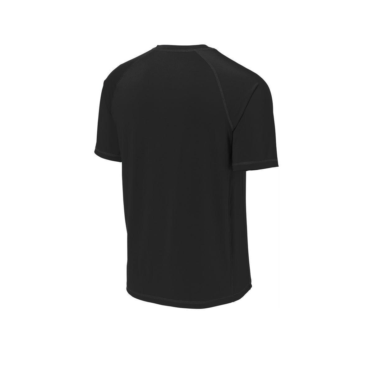 Black Mencity Fight Camp rashguard tee, back view, with raglan sleeves