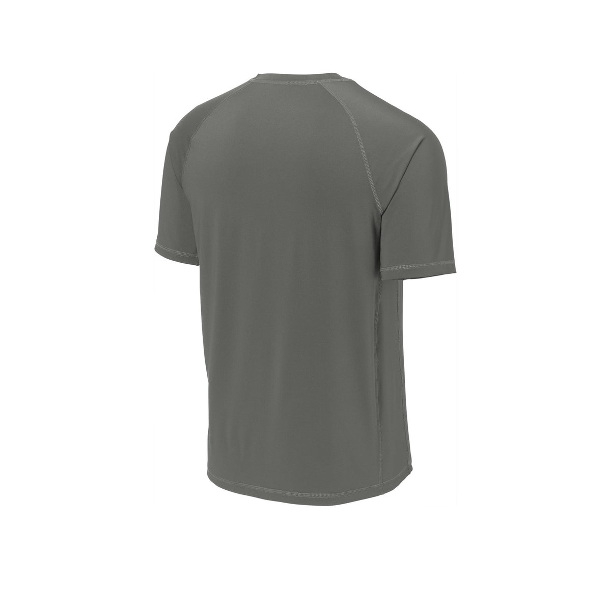 Dark smoke grey Mencity Fight Camp rashguard tee, back view, with raglan sleeves