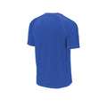 True royal blue Mencity Fight Camp rashguard tee, back view, with raglan sleeves