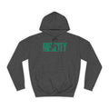 Charcoal Mencity Fight Camp Hoodie, front view, with the green fighter wordmark printed across the chest